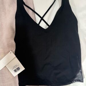 CSB Black Strappy V-Neck  workout Top